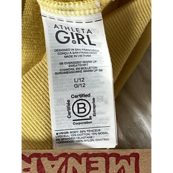 Athleta Girl x Simone Biles Yellow Hoodie warm up midi sweatshirt youth Size L12 - Picture 10 of 11